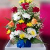 Exoticarrangement,flowerarrangement, mixedflowers,redroses,yellowroses,whiteroses,special,gift,present,onlineflowerdelivery