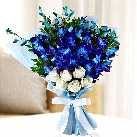 Blue at heart orchid bouquet